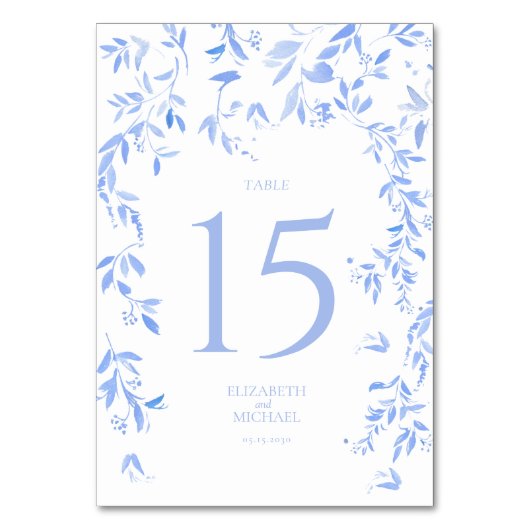 Numéro De Table Réception de mariage floral bleu français (Par défaut)