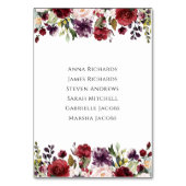 Numéro De Table Réception De Mariage Floral Burgundy Classique Siè (Dos)