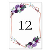 Numéro De Table Réception de mariage floral pourpre moderne (Dos)