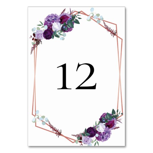 Numéro De Table Réception de mariage floral pourpre moderne (Par défaut)
