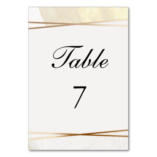 Numéro De Table Réception de mariage Gold et Cream moderne (Dos)