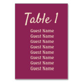 Numéro De Table Réception De Mariage Magenta (Dos)