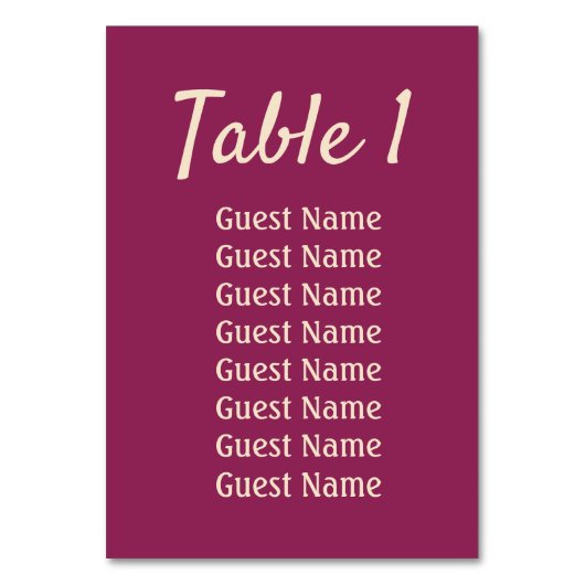 Numéro De Table Réception De Mariage Magenta (Dos)