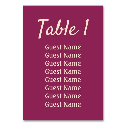 Numéro De Table Réception de mariage Magenta  (Par défaut)