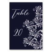 Numéro De Table Réception de mariage Marine et Blanc Élégant (Dos)