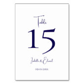 Numéro De Table Réception de mariage moderne bleu marine et écritu (Dos)