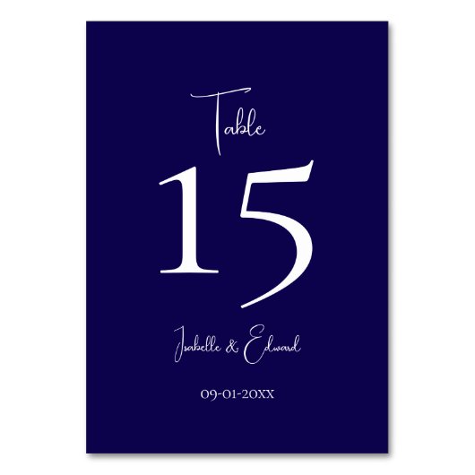 Numéro De Table Réception de mariage moderne Dark Navy (Par défaut)