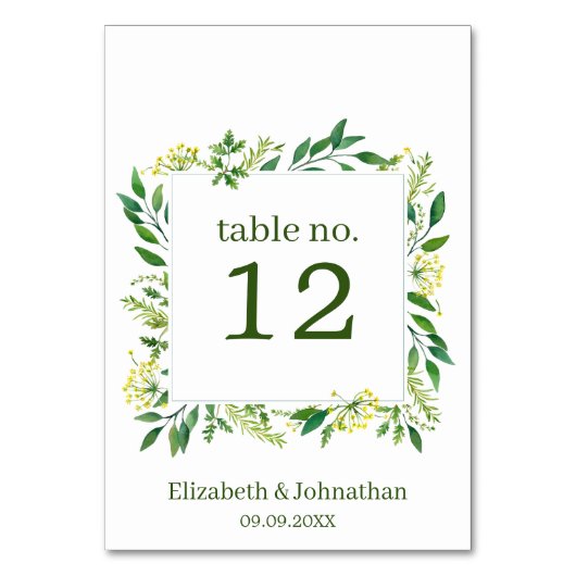 Numéro De Table Réception de mariage pour plantes vertes de printe (Par défaut)