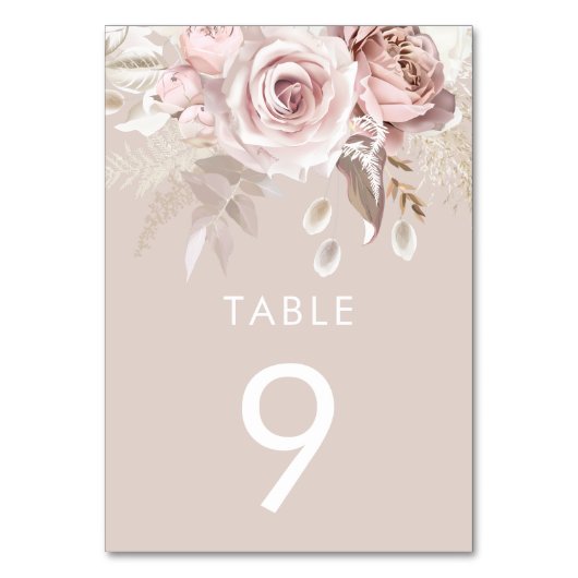 Numéro De Table Réception de mariage Rose Poussiéreuse et Beige Bl (Par défaut)