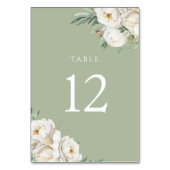 Numéro De Table Réception de mariage Sage Green & White Flower (Dos)