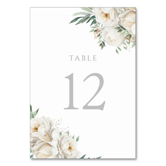 Numéro De Table Réception de mariage Sage Leaf & White Flower (Par défaut)