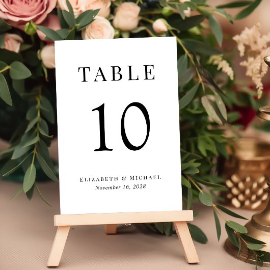 Numéro De Table Réception de mariage simple et élégant