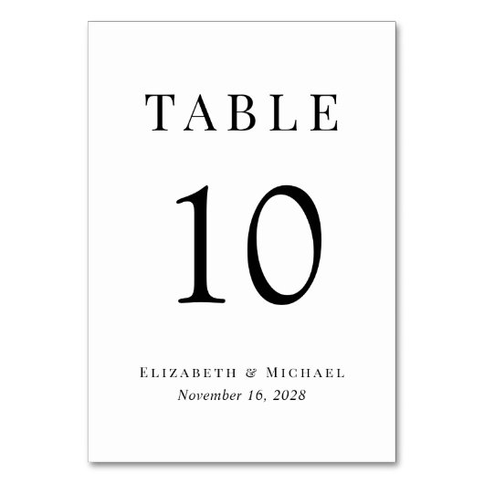 Numéro De Table Réception De Mariage Simple Et Élégante (Dos)