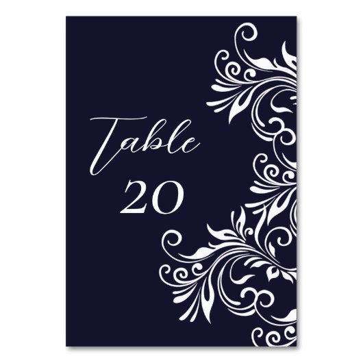 Numéro De Table Réception de mariage style marine et blanc élégant (Par défaut)