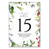 Numéro De Table Réception d'été moderne Fleur sauvage aquarelle (Dos)