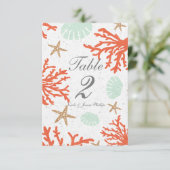 Numéro de table Récif de corail de plage Coquillag (Debout devant)