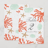 Numéro de table Récif de corail de plage Coquillag (Devant / Derrière)