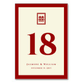 Numéro De Table Rectangle classique Double Bonheur Mariage chinois (Dos)