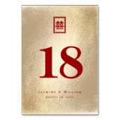 Numéro De Table Rectangle classique Double Xi Mariage chinois d'or (Par défaut)