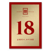 Numéro De Table Rectangle classique Double Xi Mariage chinois d'or (Dos)