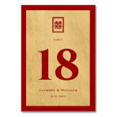 Numéro De Table Rectangle classique Double Xi Mariage chinois d'or (Dos)