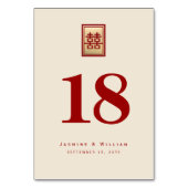 Numéro De Table Rectangle classique Double Xi Mariage chinois d'or (Dos)