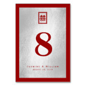 Numéro De Table Rectangle double bonheur Mariage chinois d'argent (Dos)