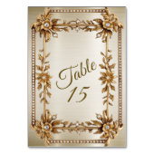 Numéro De Table Rectangle Orné Or mariage Fleurs Dimonées brillant (Par défaut)