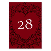 Numéro De Table Red and Black Heart Gothic Wedding Table Number (Par défaut)