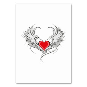 Numéro De Table Red Angel Coeur avec ailes