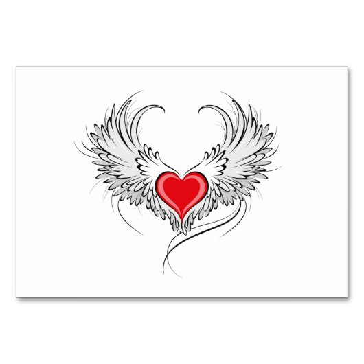 Numéro De Table Red Angel Coeur avec ailes (Devant)