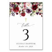 Numéro De Table Red Flowers, Pink Flowers, Baptism Table Numbers (Dos)