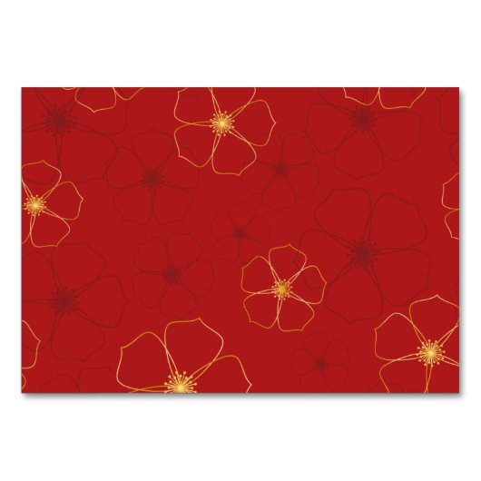 Numéro De Table Red Gold Cherry Blossoms Buffet Étiquette alimenta (Dos)