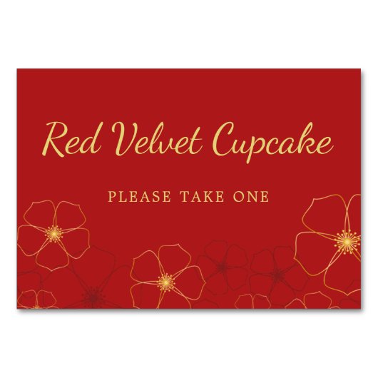 Numéro De Table Red Gold Cherry Blossoms Buffet Étiquette alimenta (Devant)