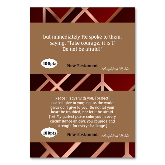 Numéro De Table Red Gold Scripture Card pour jeu (Dos)