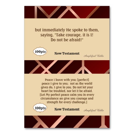 Numéro De Table Red Gold Scripture Card pour jeu (Dos)