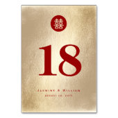 Numéro De Table Red Gold Simple Circle Double Xi Mariage chinois (Dos)