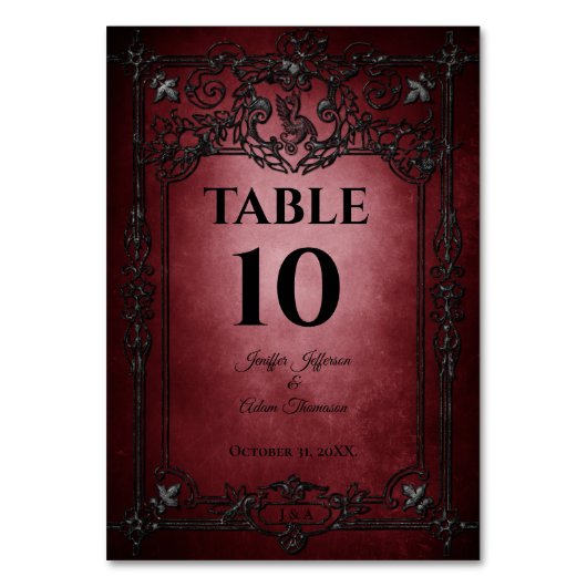 Numéro De Table Red Gothic Halloween Alternative Wedding (Par défaut)