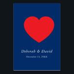 Numéro De Table Red Heart Blue Modern Minimalist Wedding<br><div class="desc">You can easily change the fonts and colors. You can also add your logo and the background image as you like.</div>