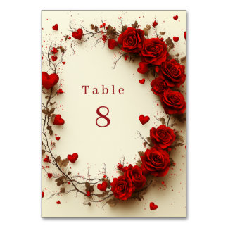 Numéro De Table Red Hearts Valentine's Day Wedding Celebration
