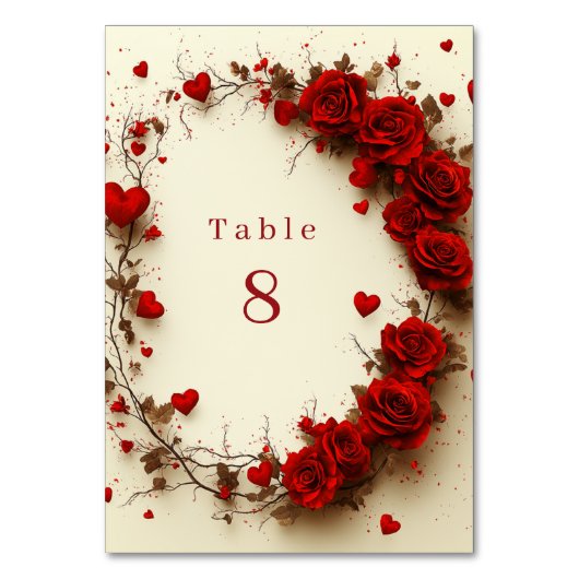 Numéro De Table Red Hearts Valentine's Day Wedding Celebration (Dos)
