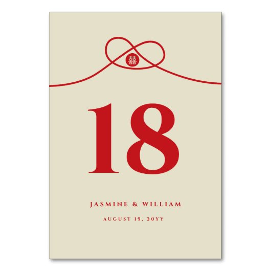 Numéro De Table Red Knot Union Double Bonheur Mariage chinois (Par défaut)