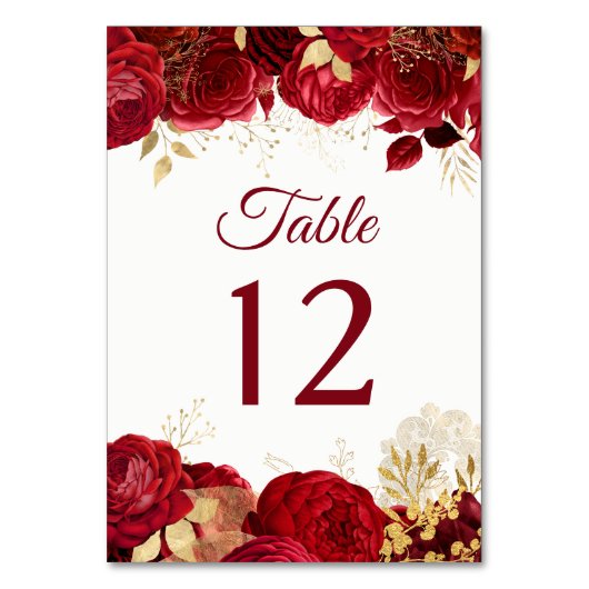 Numéro De Table Red Roses & Gold Tous les événements (Dos)