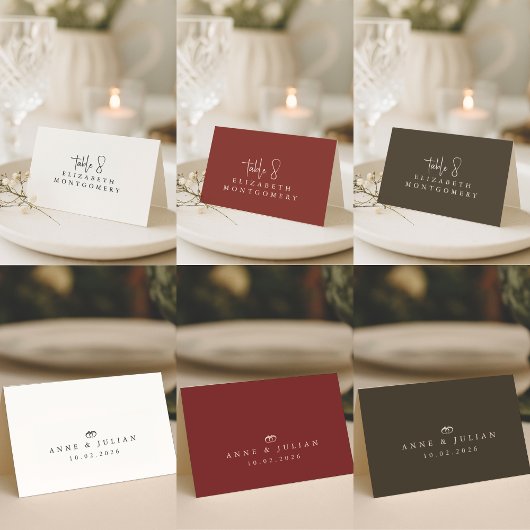 Numéro De Table Red Simple Modern Wedding Calligraphy