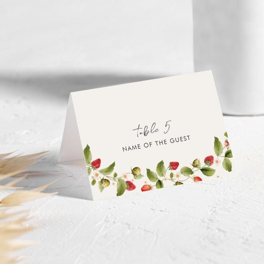 Numéro De Table Red Sweet Wild Strawberry Wedding Place Card