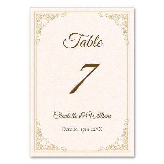 Numéro De Table Refined Gold Frame Wedding Table Number (Par défaut)