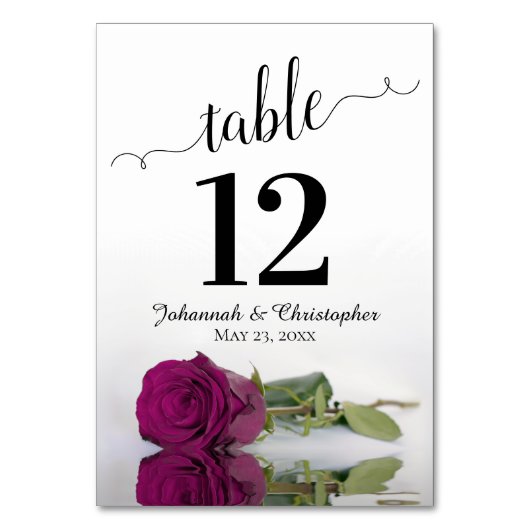 Numéro De Table Reflet Cassis Purple Rose Mariage élégant (Par défaut)