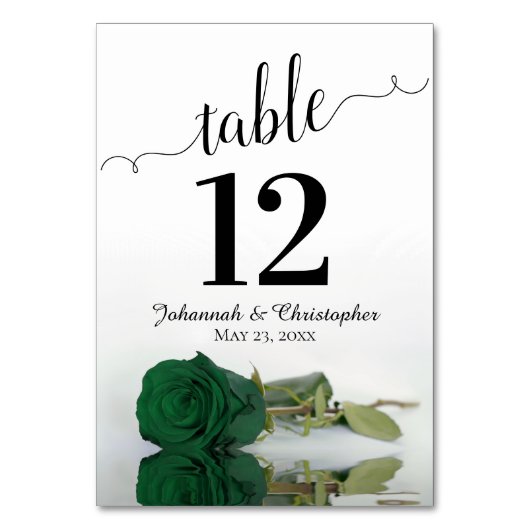 Numéro De Table Reflet Emerald Green Rose Mariage élégant (Par défaut)
