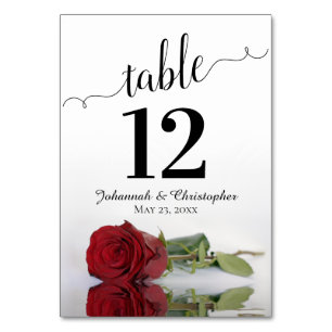 Numéro De Table Reflet Rose rouge Élégant & Mariage chic