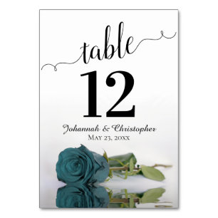 Numéro De Table Reflet Rose Turquoise Mariage élégant
